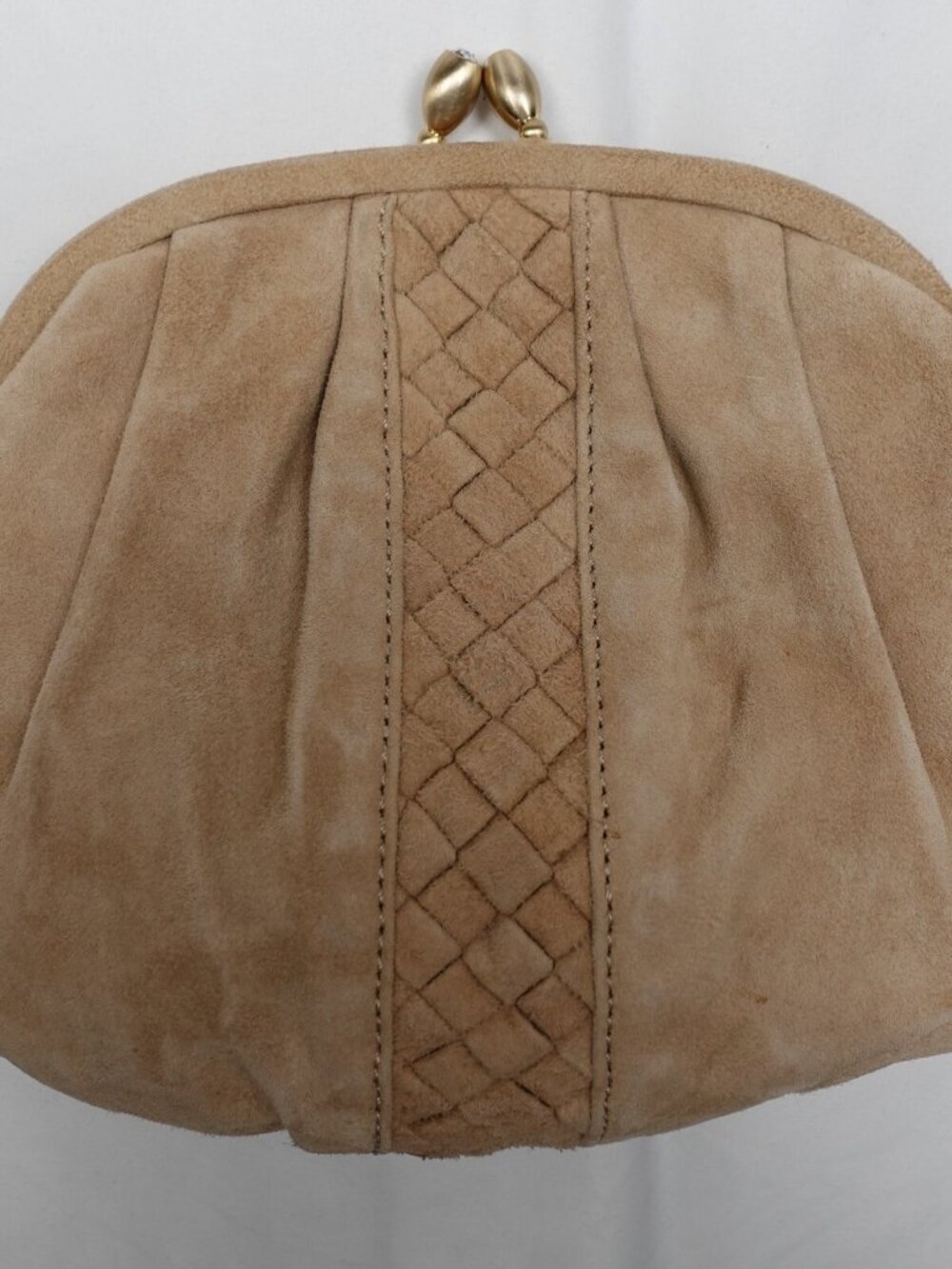 Brand New Brooks Brothers Clutch Evening Purse Genuine Leather Suede Beige